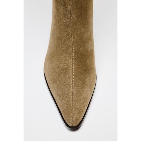 ZARA SPLIT SUEDE KITTEN HEEL BOOTS - Picture 6 of 6
